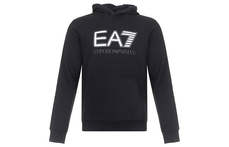 Emporio Armani EA7 Black Letter Print Long-Sleeve Hoodie 6HPM17-PJ07Z-0200