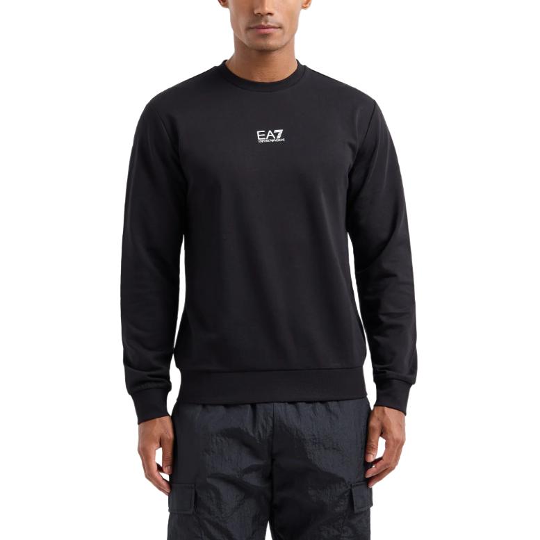 Lookbook Emporio Armani EA7 黑色标志圆领长袖卫衣 SS24 8NPM30-PJVRZ-1200