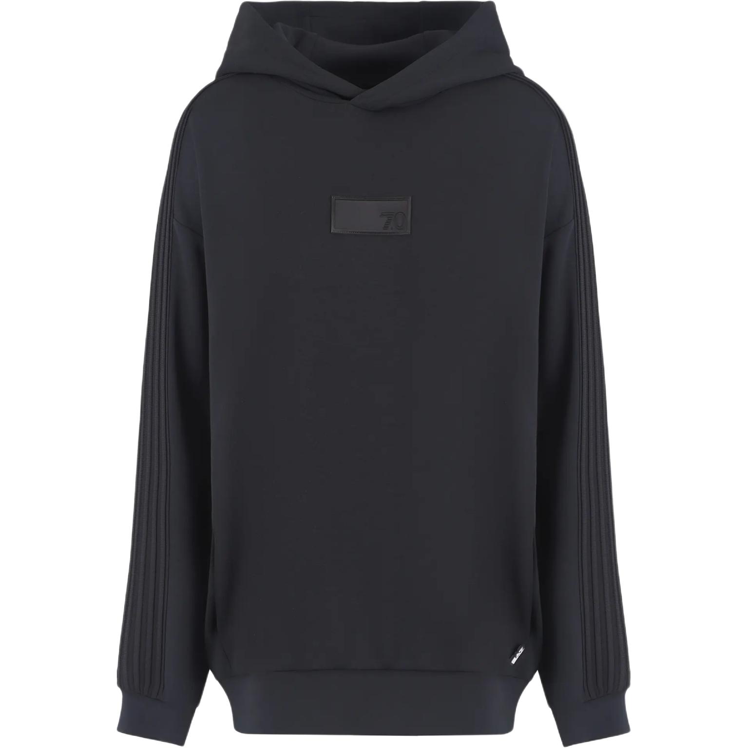 Emporio Armani EA7 Black Logo Hoodie Unisex FW24 Pullover Sweatshirt 6DUM02-PJZKZ-1200