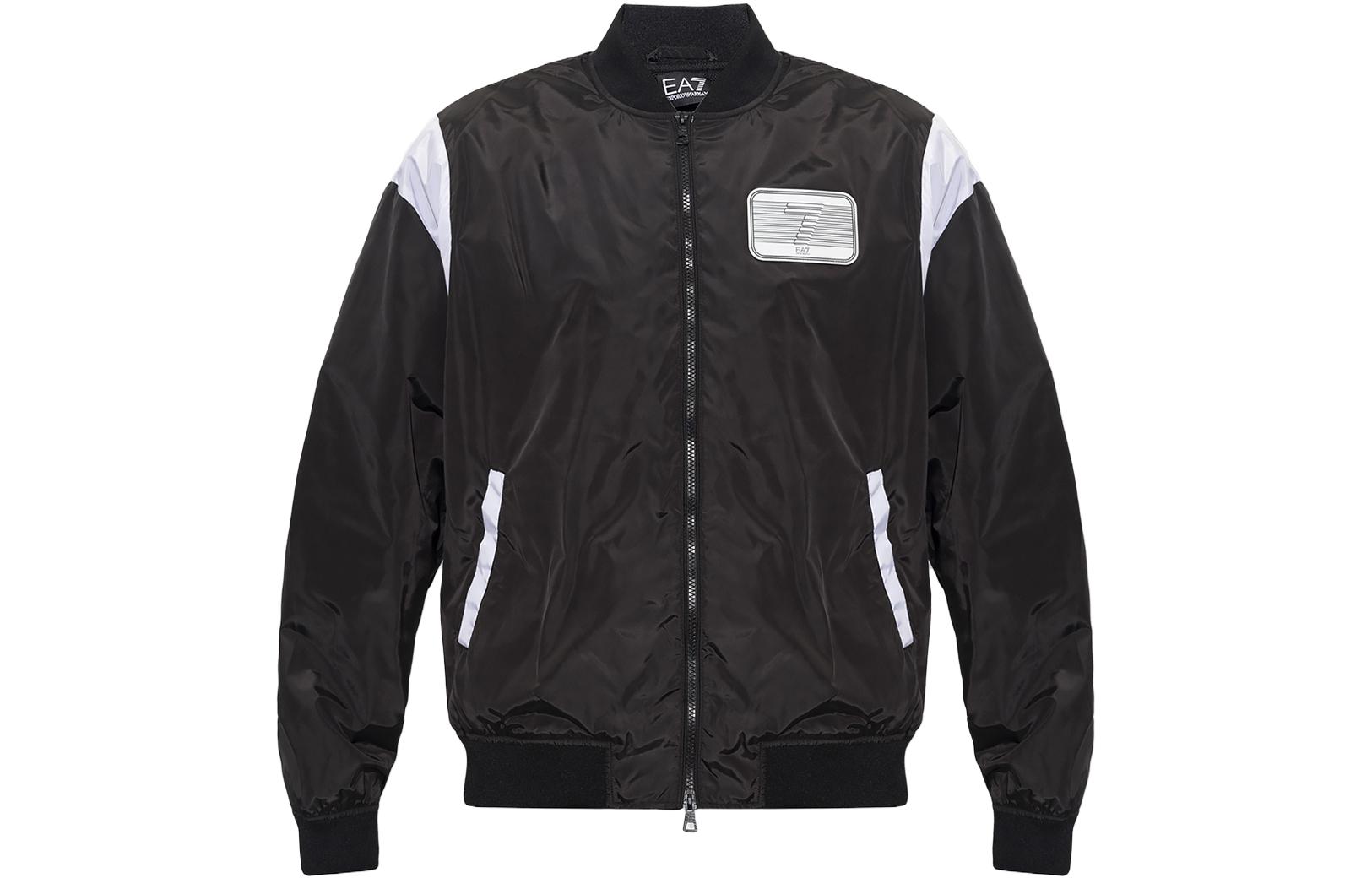 Order Emporio Armani EA7 黑色標誌印花飛行夾克 3RPB08-PNAZZ-1200