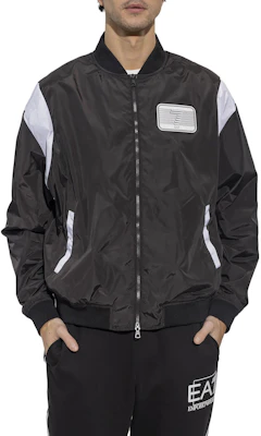 Emporio Armani EA7 黑色標誌印花飛行夾克 3RPB08-PNAZZ-1200 Shop Emporio Armani EA7 黑色標誌印花飛行夾克 3RPB08-PNAZZ-1200