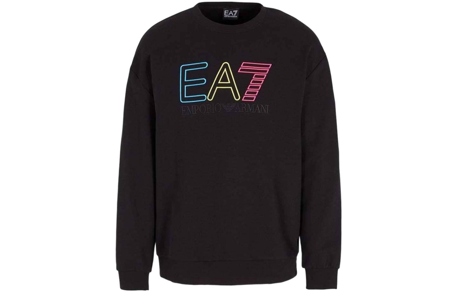Emporio Armani EA7 Black Logo Print Crewneck Long-Sleeve Sweatshirt 3RUM03-PJEQZ-1200