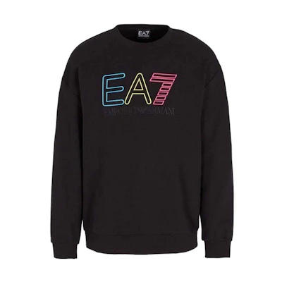 Emporio Armani EA7 Black Logo Print Crewneck Long-Sleeve Sweatshirt 3RUM03-PJEQZ-1200