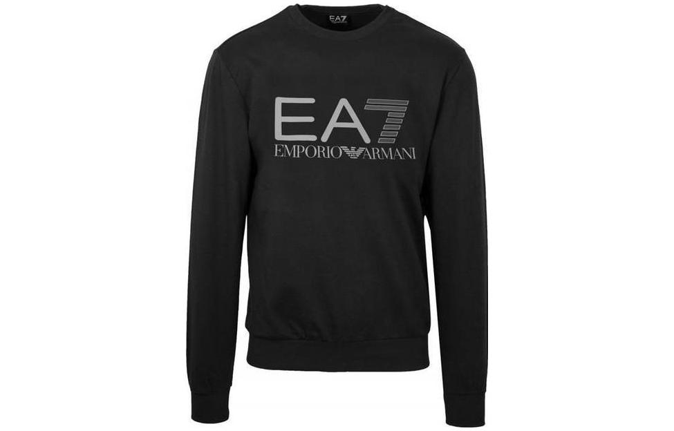 Emporio Armani EA7 Black Logo Print Crewneck Long Sleeve Sweatshirt 3GPM13-J05Z-1200