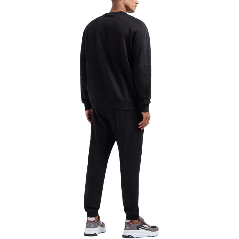 Shop Emporio Armani EA7 黑色印花長袖圓領運動衫套裝 6DPV64-PJVTZ-1200