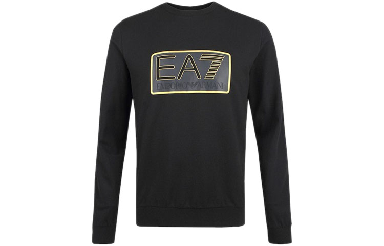 Emporio Armani EA7 Black Logo Print Crewneck Pullover Sweatshirt 6ZPM60-PJ05Z-1200