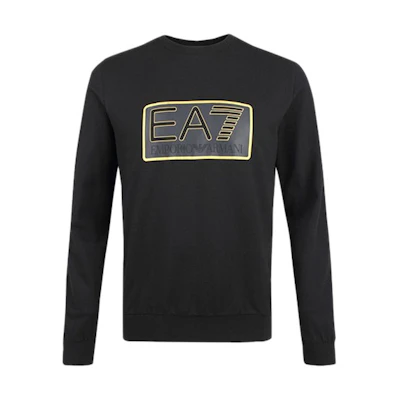 Emporio Armani EA7 Black Logo Print Crewneck Pullover Sweatshirt 6ZPM60-PJ05Z-1200