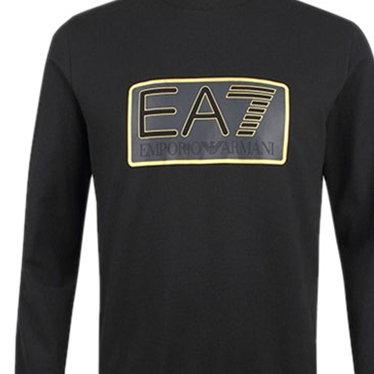 Cheap 安普里奥阿玛尼EA7黑色标志印花圆领套头卫衣 6ZPM60-PJ05Z-1200