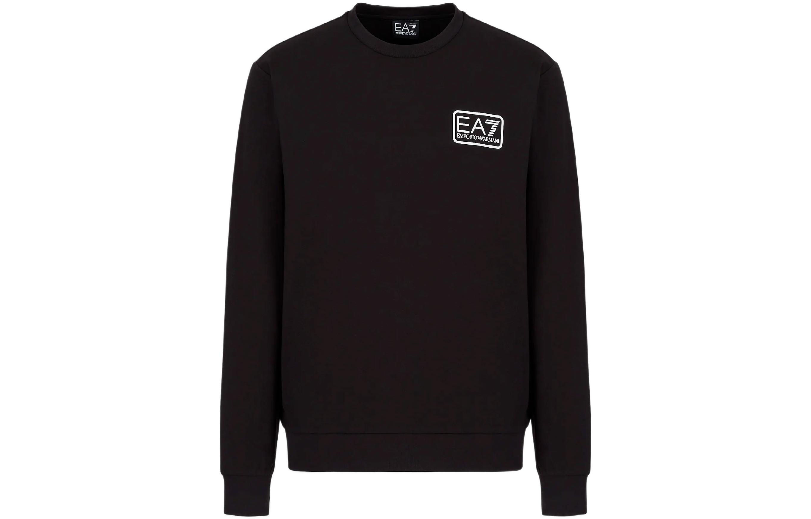 Emporio Armani EA7 Black Logo Print Crewneck Sweatshirt Long Sleeve Casual 3LPM04-PJCSZ-1200