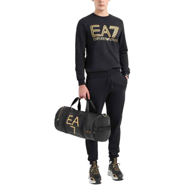 Lookbook Emporio Armani EA7 黑色Logo印花長袖圓領衛衣 SS24 3DPM63-PJSHZ-0208