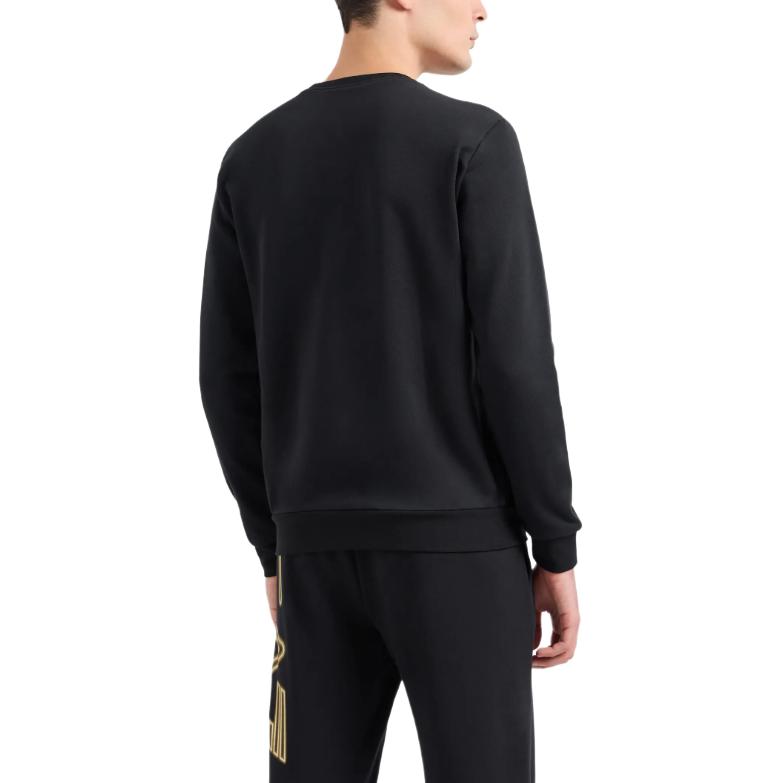 Shop Emporio Armani EA7 黑色Logo印花長袖圓領衛衣 SS24 3DPM63-PJSHZ-0208