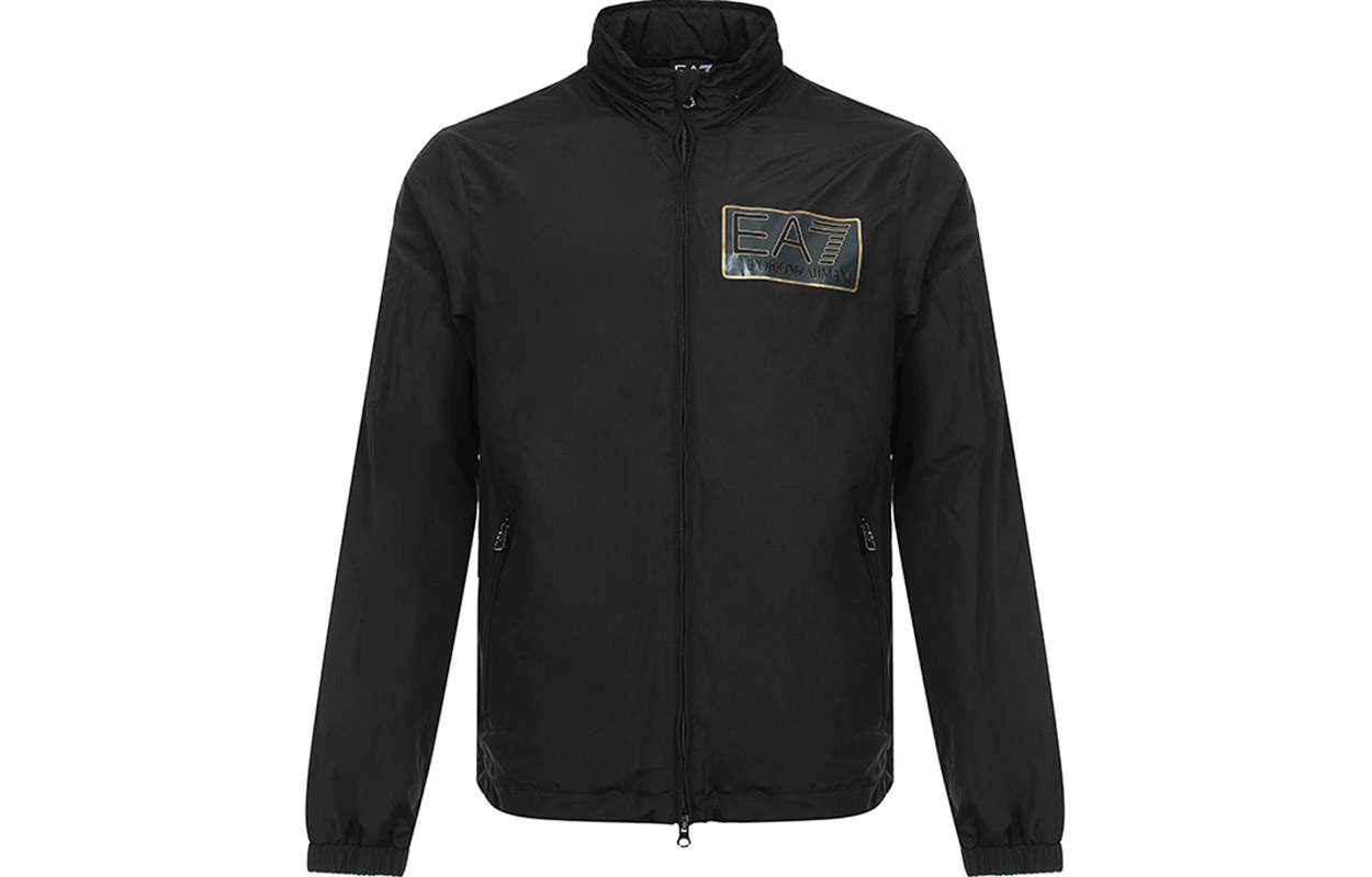 Emporio Armani EA7 Black Logo Print Hidden Hooded Jacket 6ZPB31-PN28Z-1200