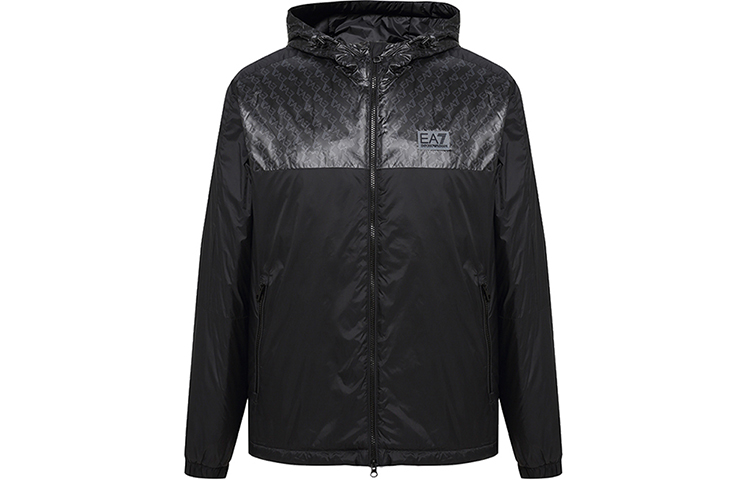 Emporio Armani EA7 Black Logo Print Hooded Jacket 6KPB18-PNR4Z-1200
