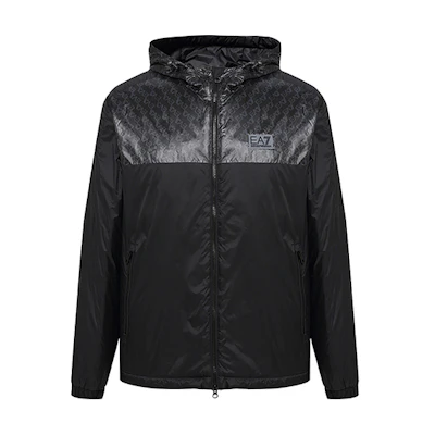 Emporio Armani EA7 Black Logo Print Hooded Jacket 6KPB18-PNR4Z-1200