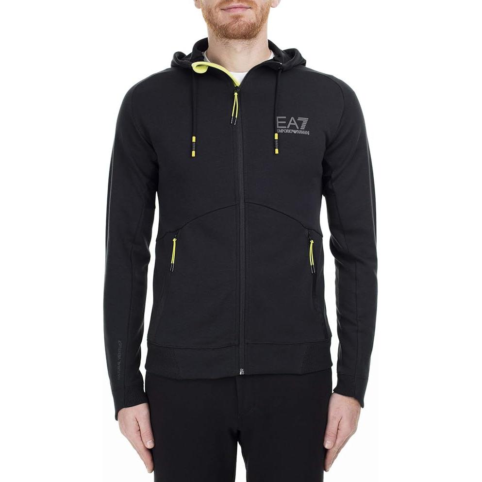 Emporio Armani EA7 Black Logo Print Hooded Zip-Up Jacket 6GPM44-PJJ5Z-1200