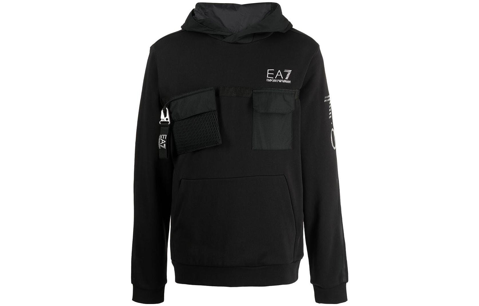 Emporio Armani EA7 Black Logo Print Hoodie 6RPM88-PJSEZ-1200