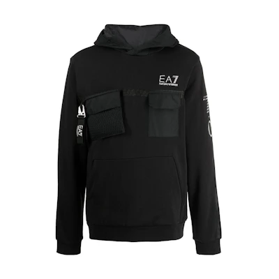 Emporio Armani EA7 Black Logo Print Hoodie 6RPM88-PJSEZ-1200