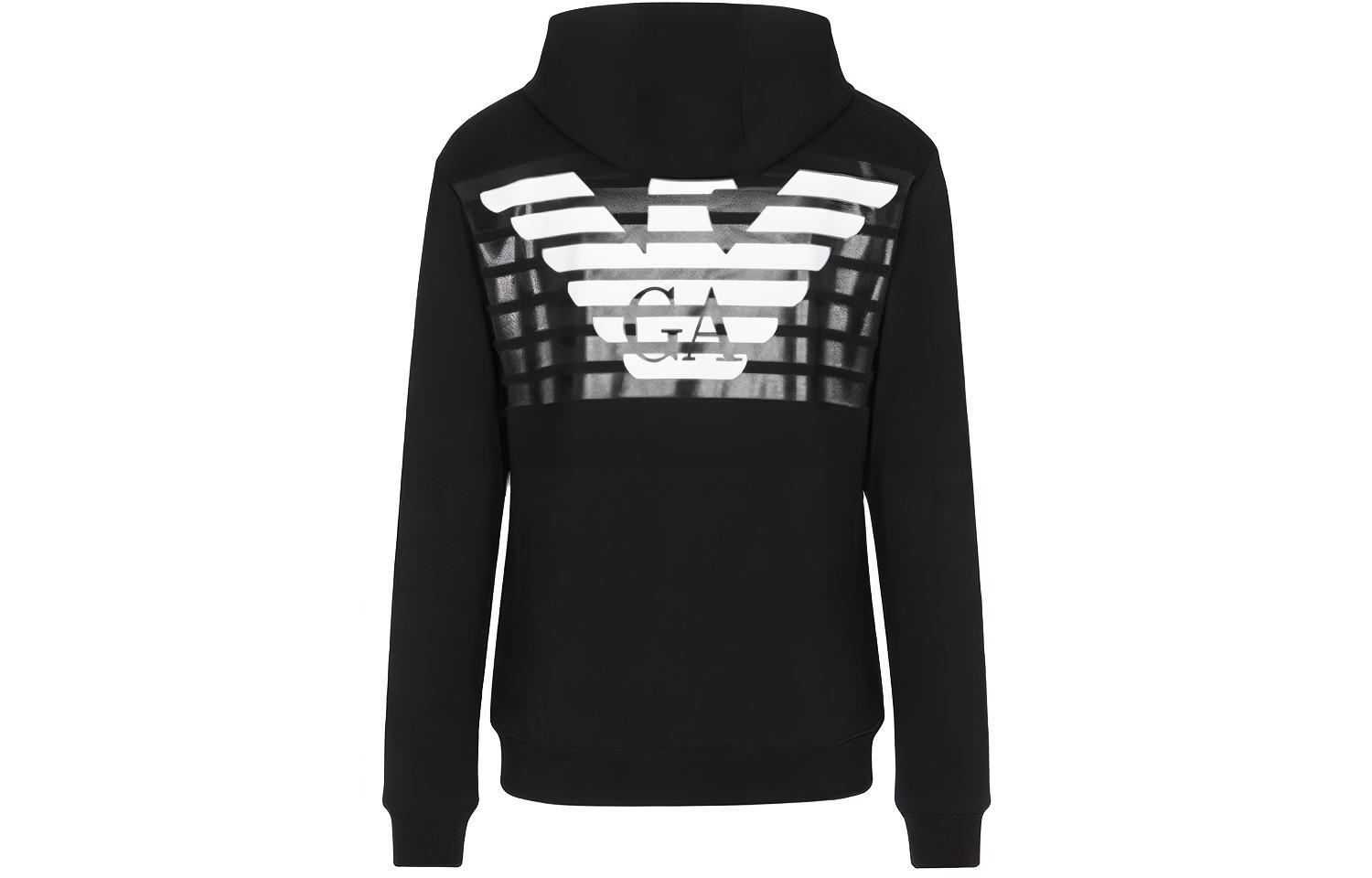 Emporio Armani EA7 Black Logo Print Hoodie Sweatshirt 3LPM61-PJEQZ-1200