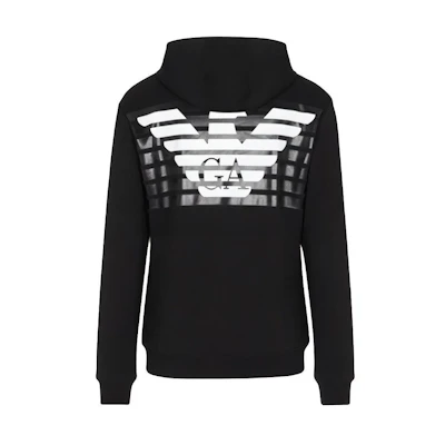 Emporio Armani EA7 Black Logo Print Hoodie Sweatshirt 3LPM61-PJEQZ-1200