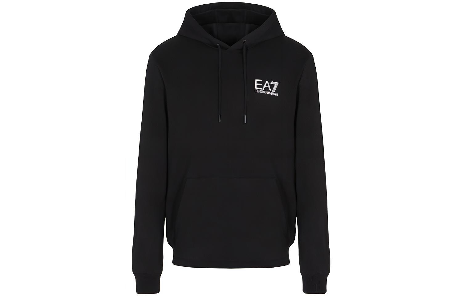 Lookbook Emporio Armani EA7 Hoodie Hitam Cetakan Logo Sweater 3LPM61-PJEQZ-1200