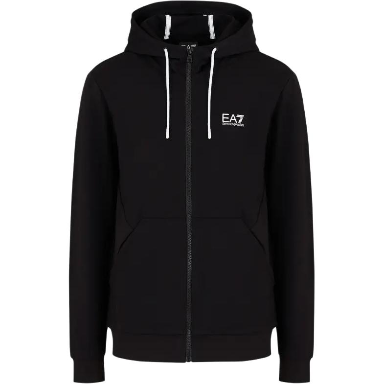 Emporio Armani EA7 Black Logo Print Hoodie Zip-Up Jacket 3DPM53-PJ05Z-1200