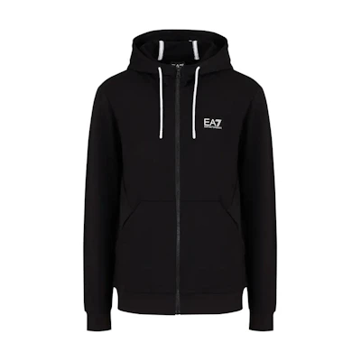 Emporio Armani EA7 Black Logo Print Hoodie Zip-Up Jacket 3DPM53-PJ05Z-1200