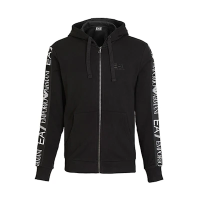 Emporio Armani EA7 Black Logo Print Patchwork Casual Jacket 6HPM12-PJ07Z-1200