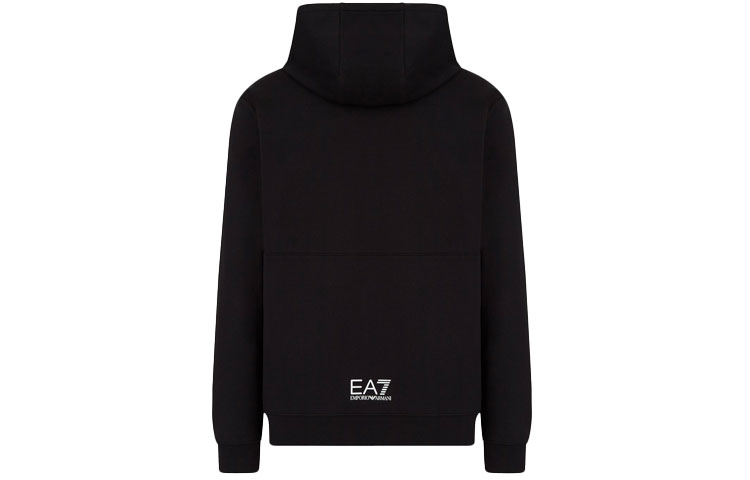 Lookbook Emporio Armani EA7 Black Logo Print Pullover Hoodie Long Sleeve Casual. 6KPM69-PJBWZ-1200
