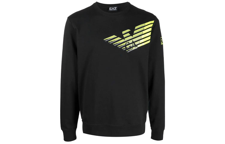 Emporio Armani EA7 Black Logo Print Pullover Sweatshirt 6KPM45-PJ05Z-1200
