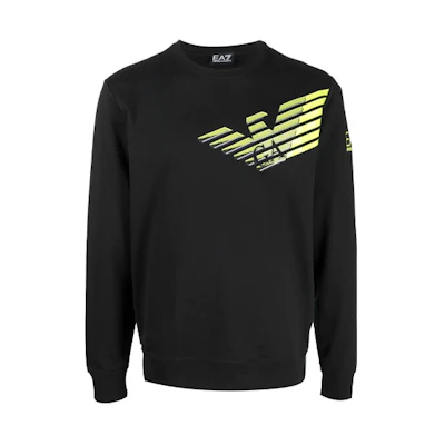 Emporio Armani EA7 Black Logo Print Pullover Sweatshirt 6KPM45-PJ05Z-1200