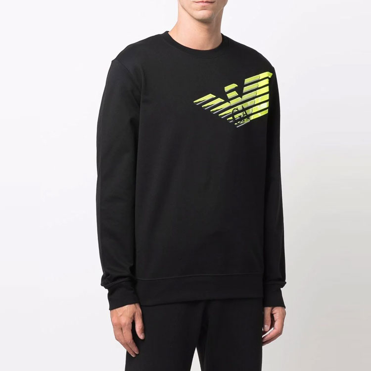 Purchase 安普里奥阿玛尼EA7黑色logo印花套头卫衣 6KPM45-PJ05Z-1200