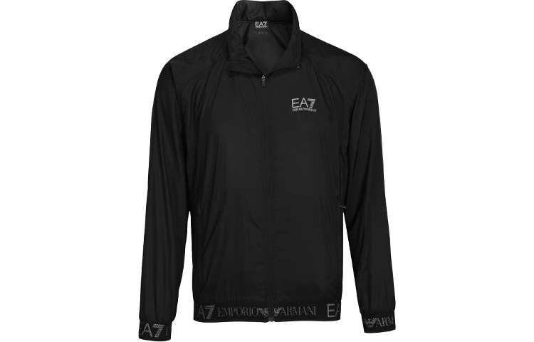 Emporio Armani EA7 Black Logo Print Stand Collar Jacket 3KPB29-PN2HZ-1200