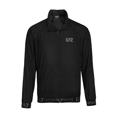 Emporio Armani EA7 Black Logo Print Stand Collar Jacket 3KPB29-PN2HZ-1200