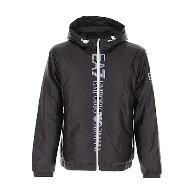 Emporio Armani EA7 Black Logo Print Zip-Up Hoodie Jacket 6HPB58-PNB9Z-1200