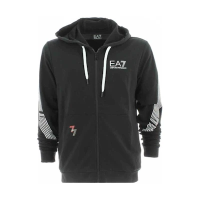 Emporio Armani EA7 Black Logo Print Zip-Up Hoodie 3RPM07-PJLIZ-1200