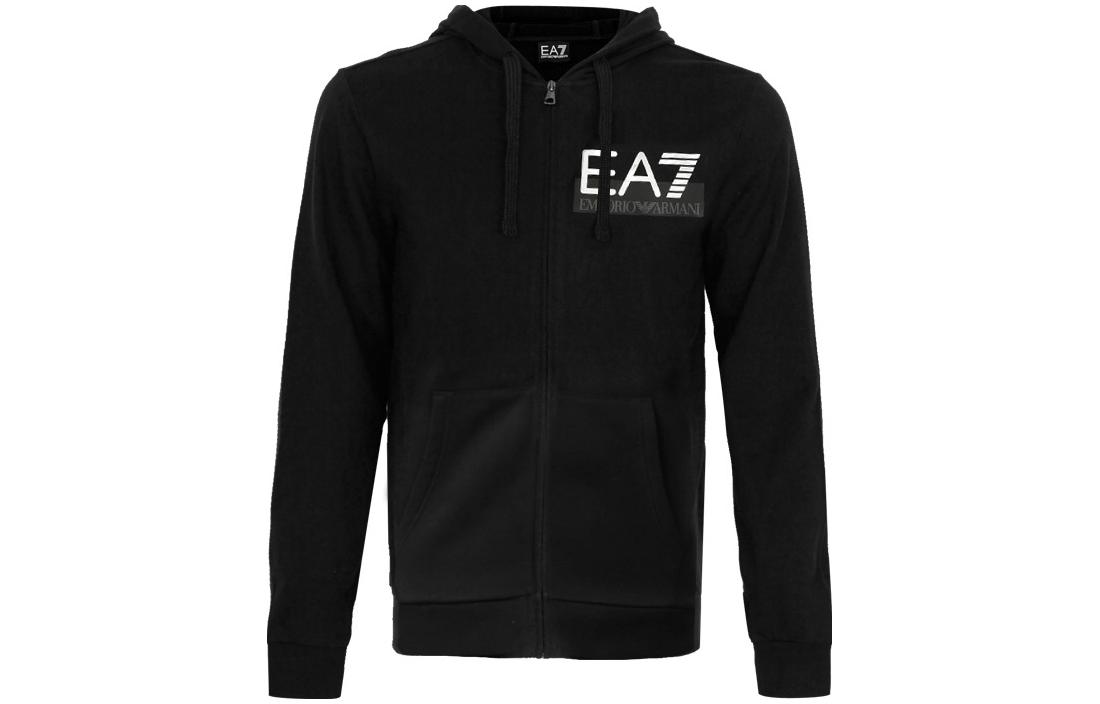 Emporio Armani EA7 Black Logo Print Zip-Up Hoodie 6GPM18-PJ07Z-1200