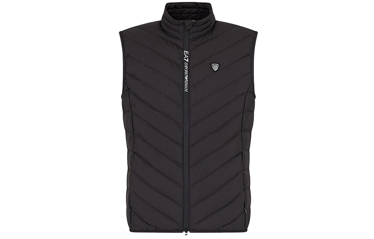 Order EMPORIO ARMANI EA7 黑色印花拉鍊羽絨背心 8NPQ03-PNE1Z-1200