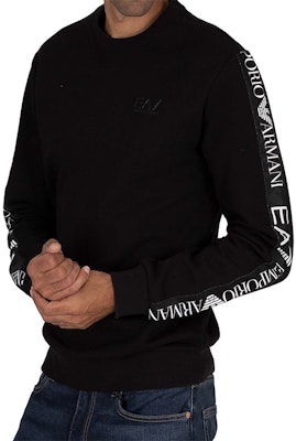 Emporio Armani EA7 黑色徽標袖口彈力棉質衛衣 6HPM11-PJ07Z-1200 Lookbook Emporio Armani EA7 黑色徽標袖口彈力棉質衛衣 6HPM11-PJ07Z-1200