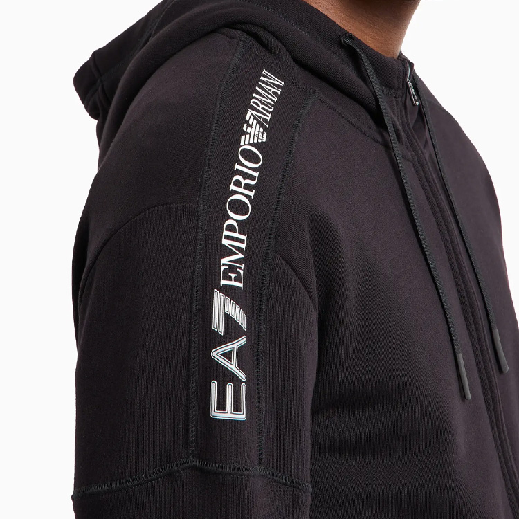 Emporio Armani EA7 Black Logo Tape Hoodie Full-Zip Sweatshirt 6DPM12-PJOGZ-1200 圖 5
