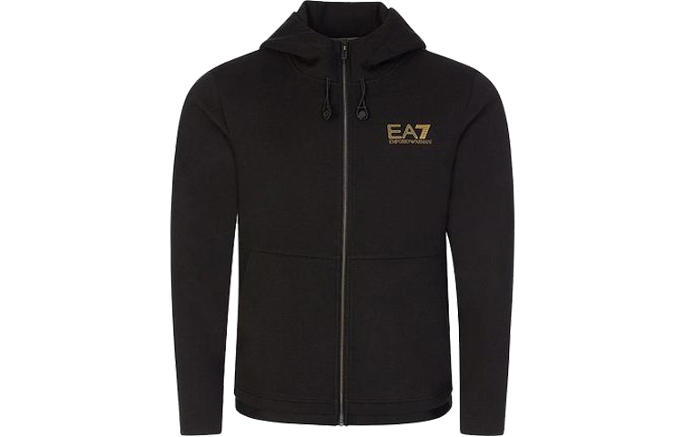Emporio Armani EA7 Black Logo Zip-Up Hoodie Jacket 3KPM90-PJ4EZ-1200