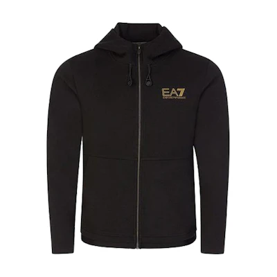 Emporio Armani EA7 Black Logo Zip-Up Hoodie Jacket 3KPM90-PJ4EZ-1200