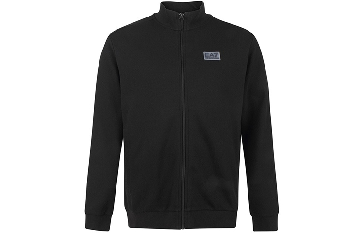 Emporio Armani EA7 Black Logo Zip-Up Jacket with Stand Collar 6HPM95-PJ07Z-0200
