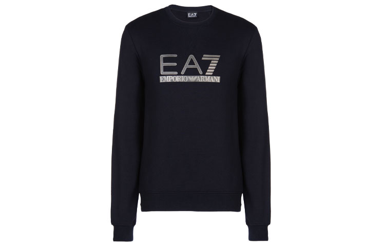 Emporio Armani EA7 Black Long-Sleeve Sweatshirt with Chest Logo 6XPM97-PJ11Z-1200