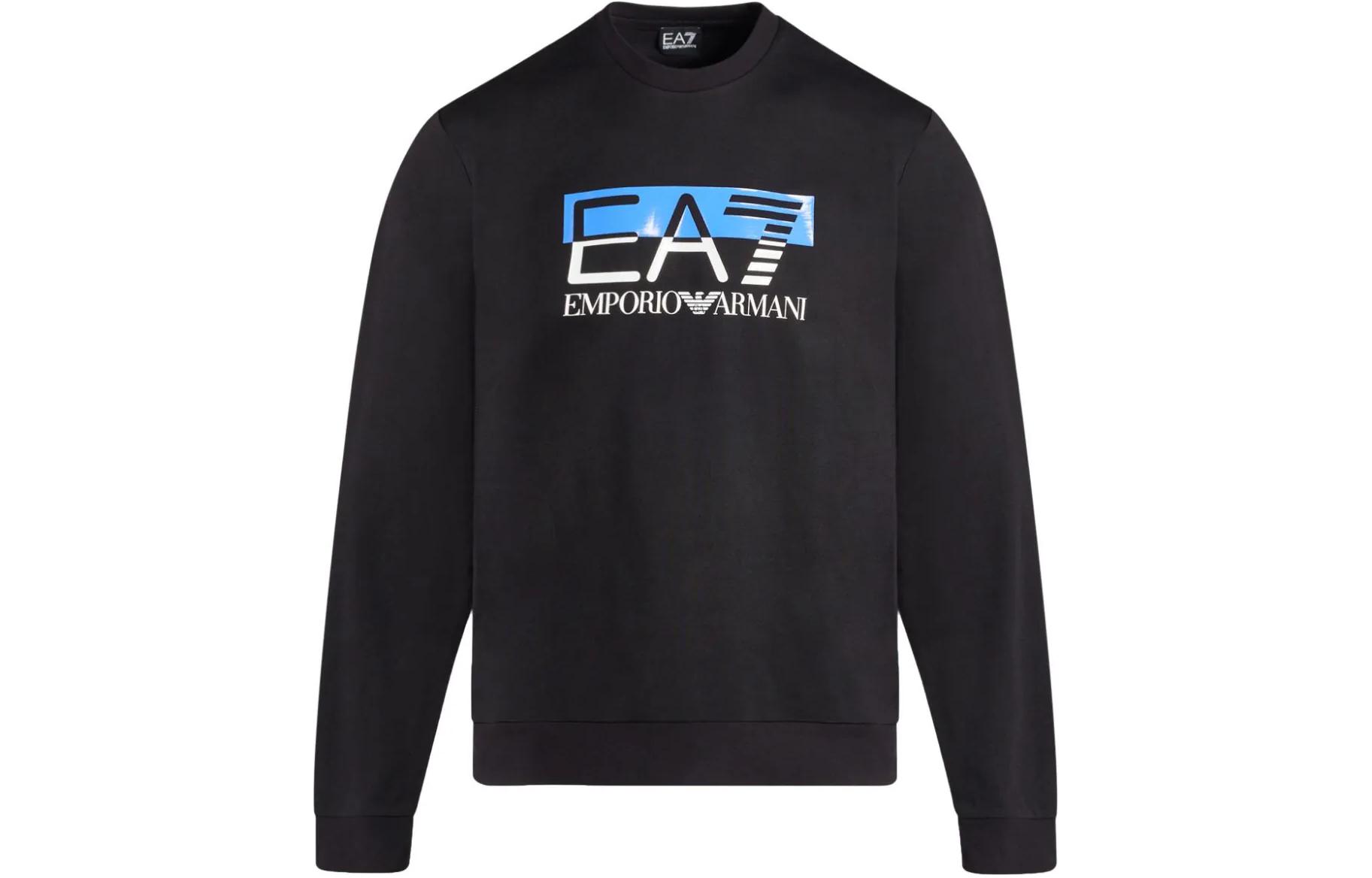 Emporio Armani EA7 Black Long-Sleeve Sweatshirt with Logo Print 6RPM60-PJ05Z-1200