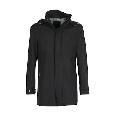 Emporio Armani EA7 Black Long Jacket with Hoodie and Zipper 6GPK02-PNR2Z-1200