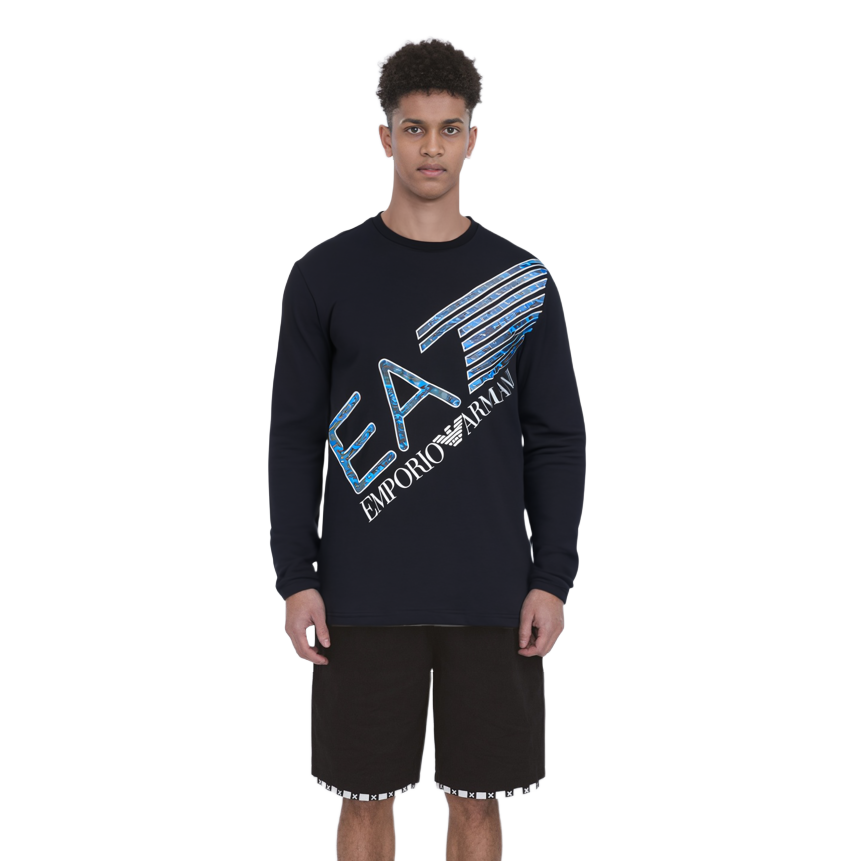 Purchase EMPORIO ARMANI EA7 黑色長袖T恤 斜向標誌設計 6HPT37-PJ7CZ-1200