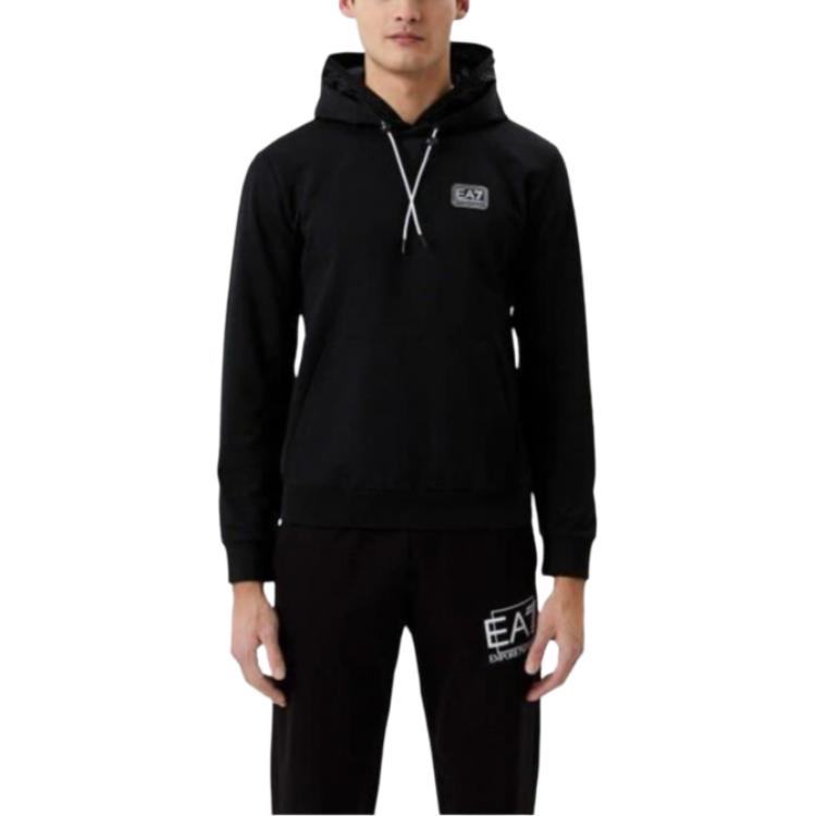 Emporio Armani EA7 Black Loose Fit Hoodie with Drawstring and Long Sleeves 3RPM24-PJ05Z-1200
