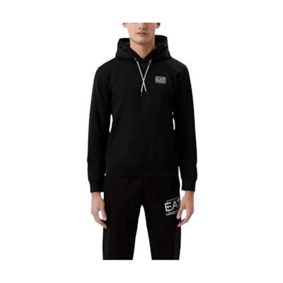 Emporio Armani EA7 Black Loose Fit Hoodie with Drawstring and Long Sleeves 3RPM24-PJ05Z-1200