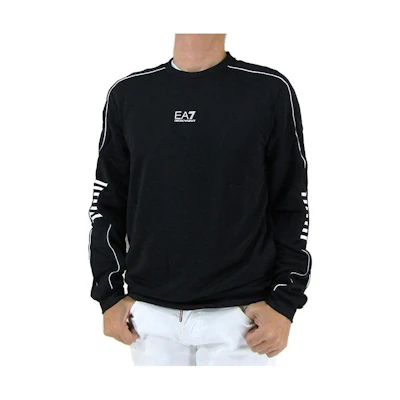 Emporio Armani EA7 Black Loose Fit Letter Print Crewneck Sweatshirt 6RPM05-PJ16Z-1200
