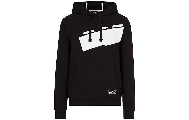 Emporio Armani EA7 Black Printed Cotton Hoodie 6HPM78-PJ05Z-1200